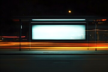 Obraz premium Mysterious Glow: The Lonely Billboard in the Midnight Cityscape