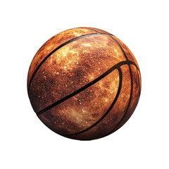 Fototapeta premium A basketball designed with a fiery planet texture showing orange and brown hues