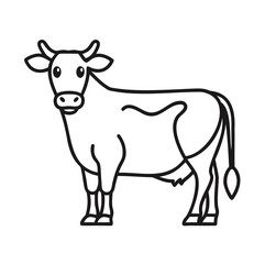 Cow Outline Icon Vector on White Background | Minimal Farm Animal Art

