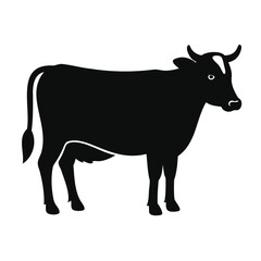 Cow Silhouette Icon Vector on White Background | Farm Animal Clipart