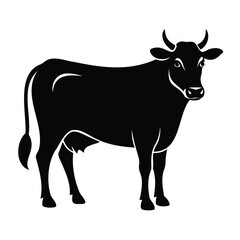 Cow Silhouette Vector Icon on White Background | Farm Animal Symbol