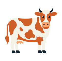 Color Cow Icon Vector on White Background | Farm Animal Illustration
