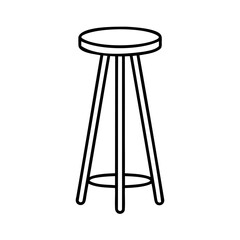 Simple line art illustration of a modern bar stool on white background