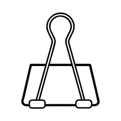 Simple bold black and white outline of a binder clip for office supplies and stationery