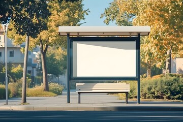 Lost Messages: Blank Poster at a Silent Bus Stop