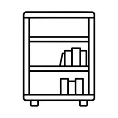 Simple vector illustration of a bookshelf with books on the shelves in black outline style