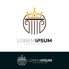 pillar logo and a golden crown of a kingdom, an icon of justice