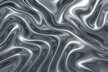 Real Chrome Metallic Texture with Abstract Reflective Waves – Futuristic Material Surface
