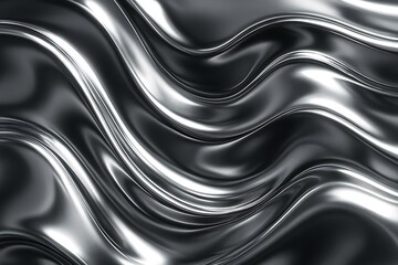 Real Chrome Metallic Texture with Abstract Reflective Waves – Futuristic Material Surface