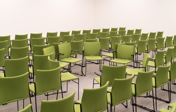 Empty Conference Room with Neatly Arranged Seats
