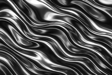Real Chrome Metallic Texture with Abstract Reflective Waves – Futuristic Material Surface