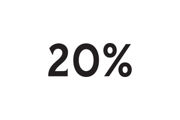 20% vector image and icon black colour on white background.