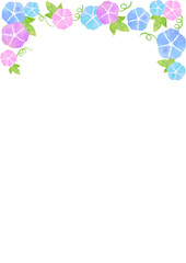 水彩　朝顔　和風　夏　イラスト　フレーム