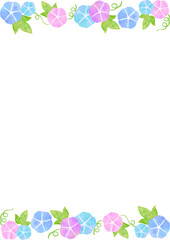 水彩　朝顔　和風　夏　イラスト　フレーム