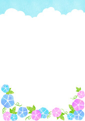 水彩　朝顔　和風　夏　イラスト　フレーム