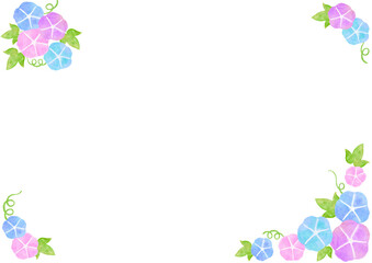 水彩　朝顔　和風　夏　イラスト　フレーム