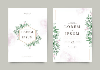 Beautiful watercolor floral wedding invitation template