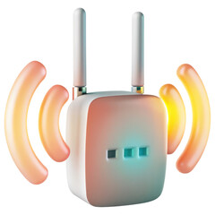 WiFi Extender concept. Wireless router with signal indicators and antennas