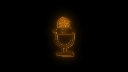 Glowing neon line Microphone icon isolated on black background. On air radio mic microphone. Speaker sign. 4K Video motion graphic animation. - Powered by Adobe