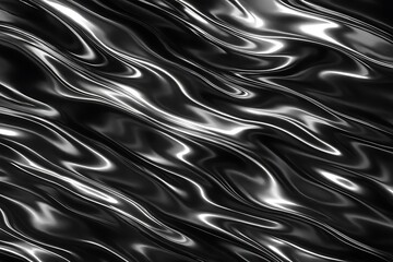 Real Chrome Metallic Texture with Abstract Reflective Waves – Futuristic Material Surface