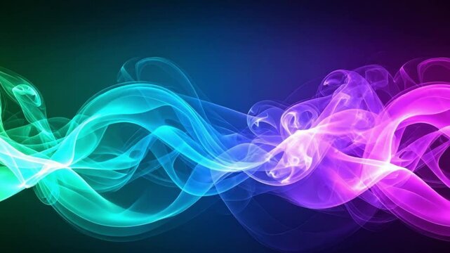 Abstract teal, blue, pink smoke waves flowing, dark background, digital art, website header