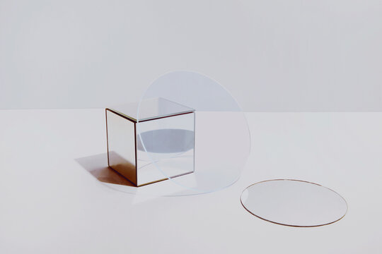 Modern abstract geometric still life image with material objects