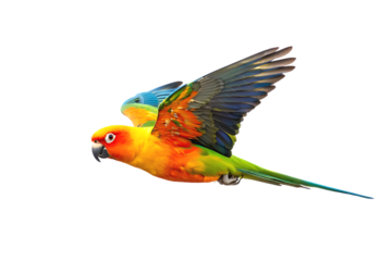 Vibrant Sun Parakeet in Flight A Stunning Display of Colorful Wings and Feathers