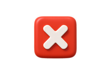A red rounded square icon with white X mark in center, commonly used for deletion, isolated on a transparent background