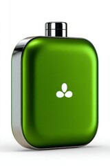 Obraz premium 3D Render of Green Plastic Object with Silver Frame on White Background