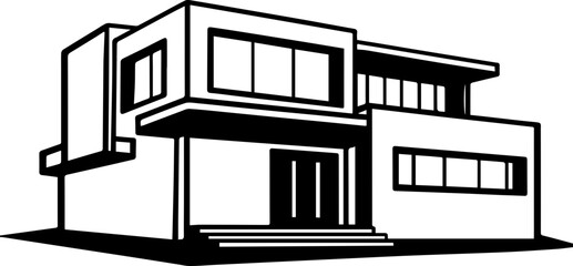 Fototapeta premium Minimalist house SVG in stylish design.Modern Minimalist House with Large Windows and Clean Lines