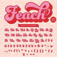 Serif Groovy Retro Vintage Bold Font alphabet vector file