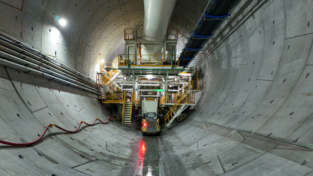 Tunnel Boring Machine in Industrial Underground Construction Site