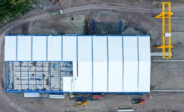 Aerial View of Roofing of a Steel Factory