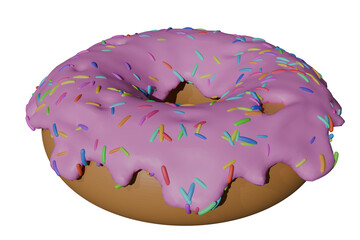 Donut with sprinkles bread food snack bakery concept 3d illustration