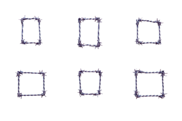 Six Square Frames Crafted from Barbed Wire Abstract Art Photography