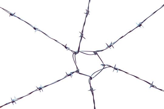 Abstract Barbed Wire Starburst Security, Restriction, and Entanglement Concept
