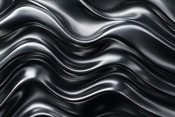 Real Chrome Metallic Texture with Abstract Reflective Waves – Futuristic Material Surface