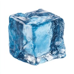 Obraz premium Single, square, translucent blue ice cube
