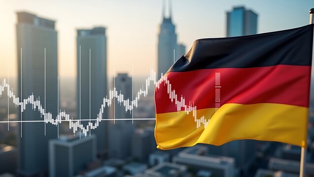 German economy stock market graph and flag