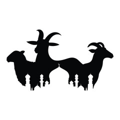 happy Eid ul adha Sheep silhouette icon vector illustration design on white background