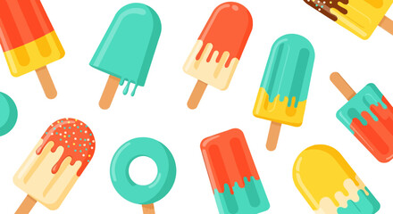 Colorful Popsicle Pattern Background, Summer Treats