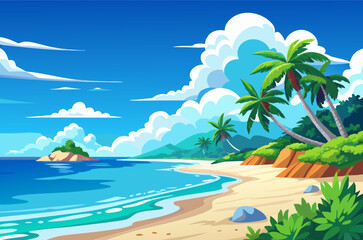 Obraz premium Tranquil Tropical Beach. Idyllic Island Getaway