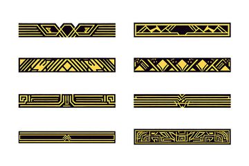 Geometric Gold and Black Decorative Borders  A Collection of Eight Unique Design Elements for Digital and Print Projects