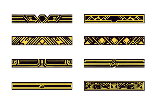 Geometric Gold and Black Decorative Borders  A Collection of Eight Unique Design Elements for Digital and Print Projects