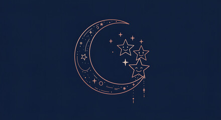 Celebrating International Day of Friendship A Celestial Tribute of Stars and Moon, Symbolizing Bonds and Connection