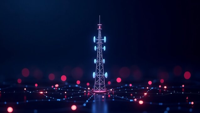 Telecommunication tower network digital connectivity abstract