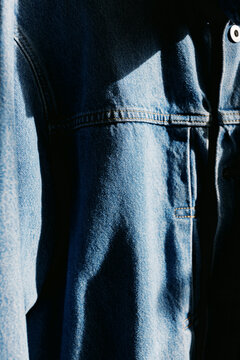 Close-Up of Denim Fabric in Natural Light