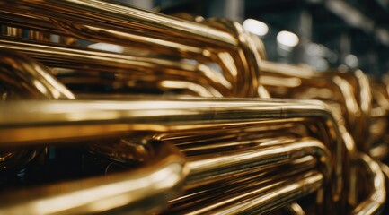 Golden tubes interconnected in a factory