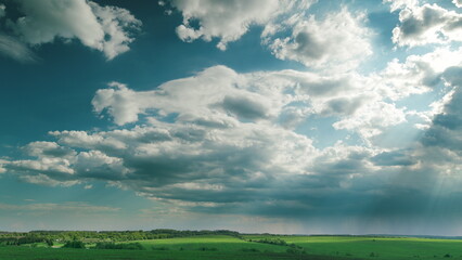 A Serene Sky Over Lush Green Fields Creates A Beautiful Tranquil Landscape That Inspires Time lapse.