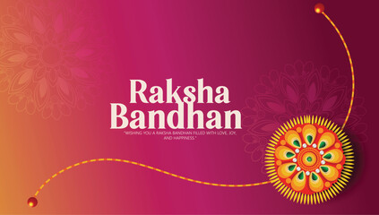 Naklejka premium Illustration of a brother and sister enjoying Raksha Bandhan, an Indian festival celebrating the bond of siblings, with traditional attire, a Rakhi, and a joyful atmosphere.